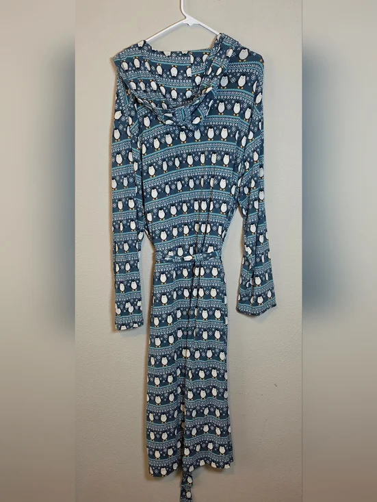 MeUndies Unisex Hooded Robe Size XL/2XL MicroModal Penguin Print Soft Lounge - Picture 4 of 6